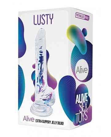Прозрачный фаллоимитатор Alive Jelly Dildo Lusty, ТПЕ, присоска, диаметр 3,2см, длина 18см Sex Aura Киев