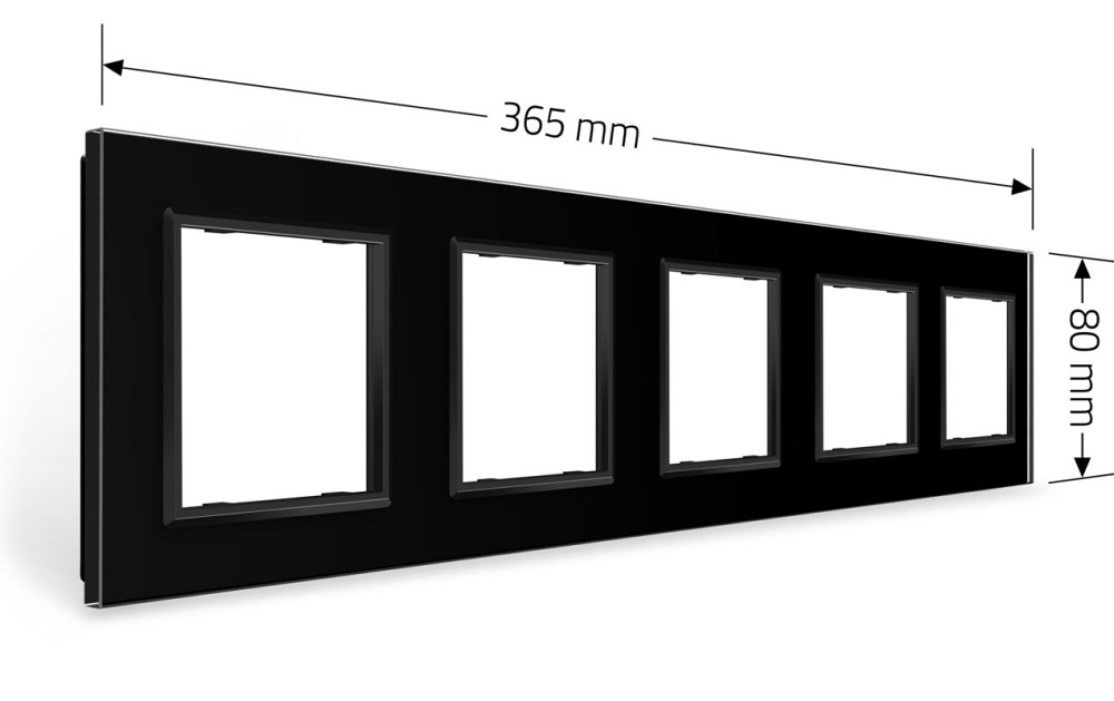 Рамка 5-постова LIVOLO, загартоване скло, чорна матова, 365×80 мм (VL-P7E/E/E/E/E-10BS06) Коломыя - изображение 5