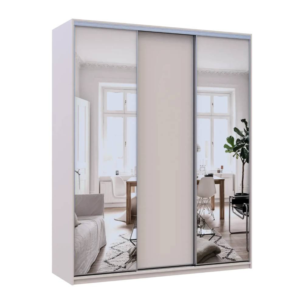 Шкаф-купе Doros Сити Лайт Кашемир 1 ДСП/2 зеркала 180х60х225 (80736368) Днепр - изображение 2
