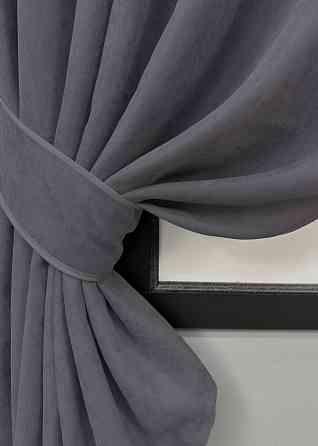 Комплект коротких штор VR-Textil Мікровелюр Petek YL № 1706ш Графітовий 130х170 см 2 шт (35-0377) Київ