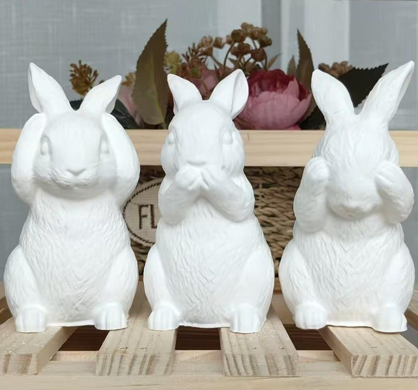 Силиконовые формы кролики 3 шт для гипса, свечей и эпоксидной смолы, форма зайчик Киев - изображение 2