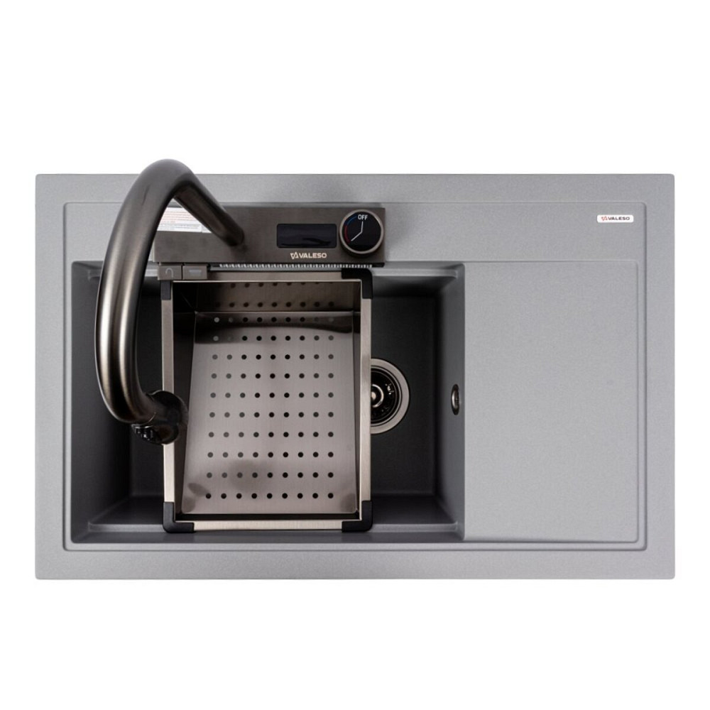 VALESO Гранітна мийка VALESO ATRUM 7950 матова Сірий металік Київ - фото 4