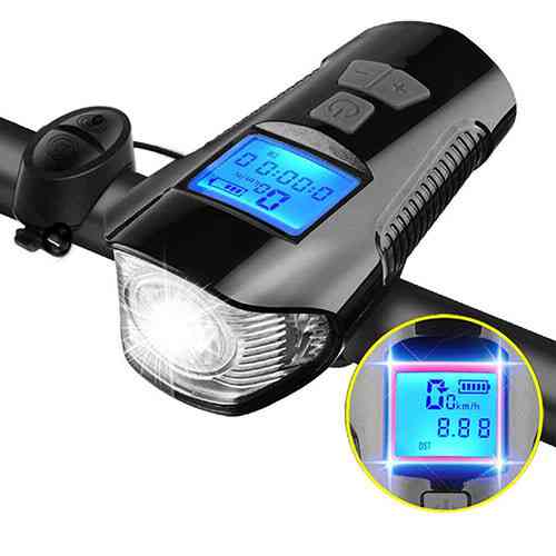Вело фонарь + компьютер + звонок XA-585-T6+2LED micro USB встроенный аккумулятор (4 режима) Винница