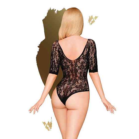Боді Penthouse Midnight Visit XL Black, глибока горловина, виріз на спині, рукава Sex Aura Київ