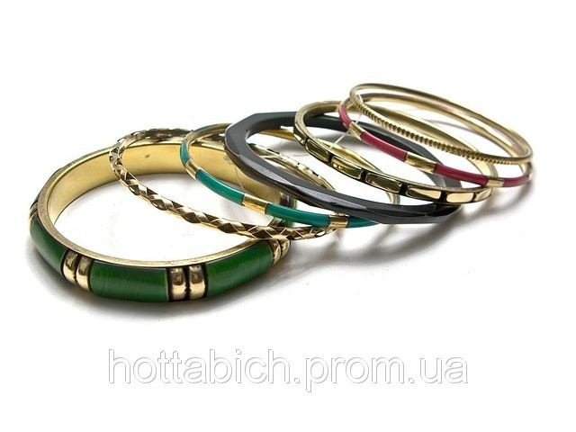 Браслети мідні із кістяними вставками набір 5 шт Київ - фото 1