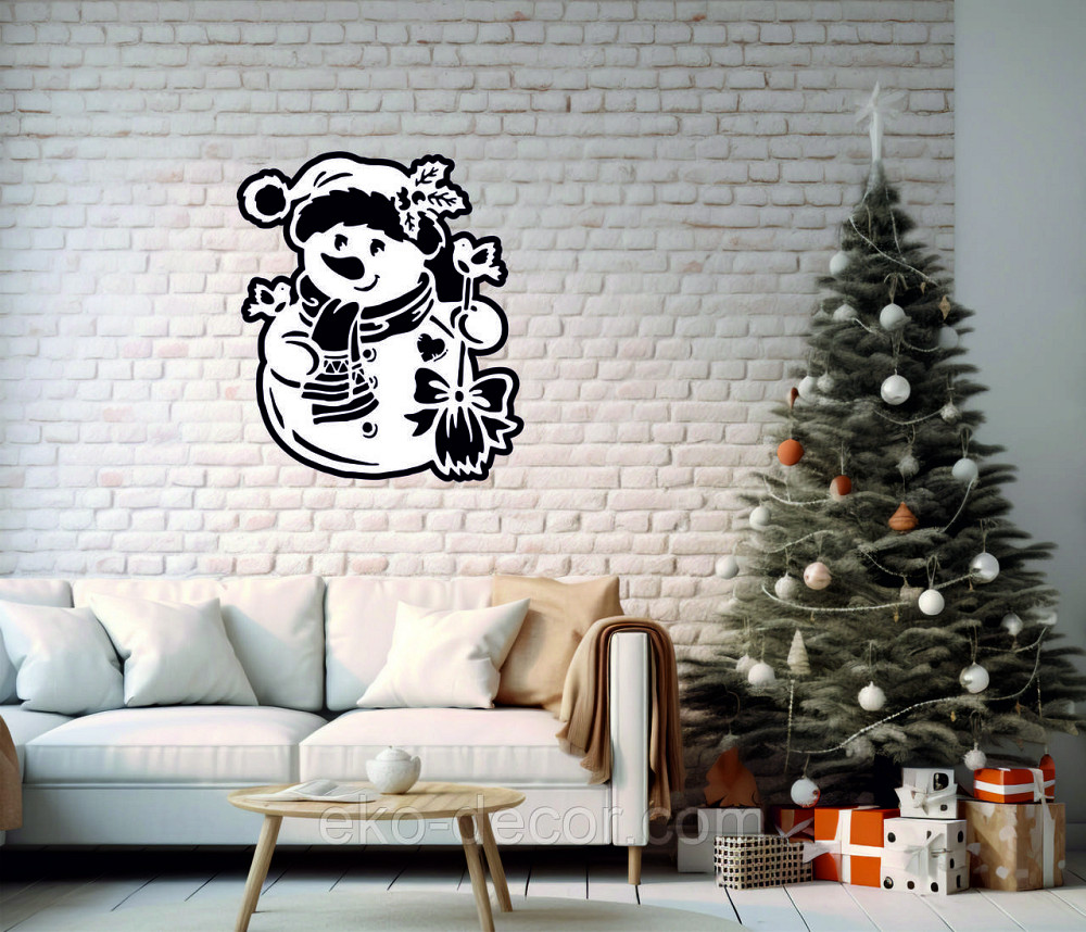 Декоративне настінне Панно «Сніговик», Декор на стену 70*60 см Київ - фото 6