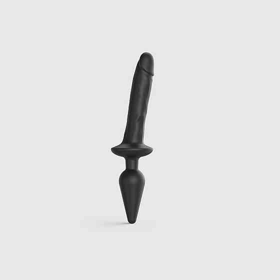 Анальная пробка с дилдо 2в1 Strap-On-Me SWITCH PLUG-IN REALISTIC DILDO Black L, диаметр 4,5/3,4 см Sex Aura Киев