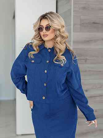 Жіночий костюм з мікровельвету Favorit 50-52, Джинс Київ