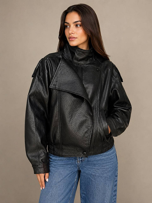 Куртка женская Lady Yep 30581 из экокожи косуха оверсайз черная, черный, S Киев - изображение 1