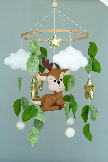 Дитячий музичний мобіль на ліжечко для немовлят WooolyWool «Олень» з 35 мелодіями Київ - фото 3