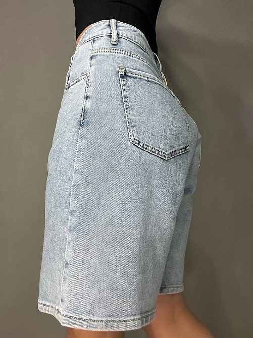 Шорти жіночі джинсові Liana 4-015 бермуди висока посадка великі розміри стрейч блакитні, блакитний, 30, 30, 81 см, 112 см Київ - фото 19