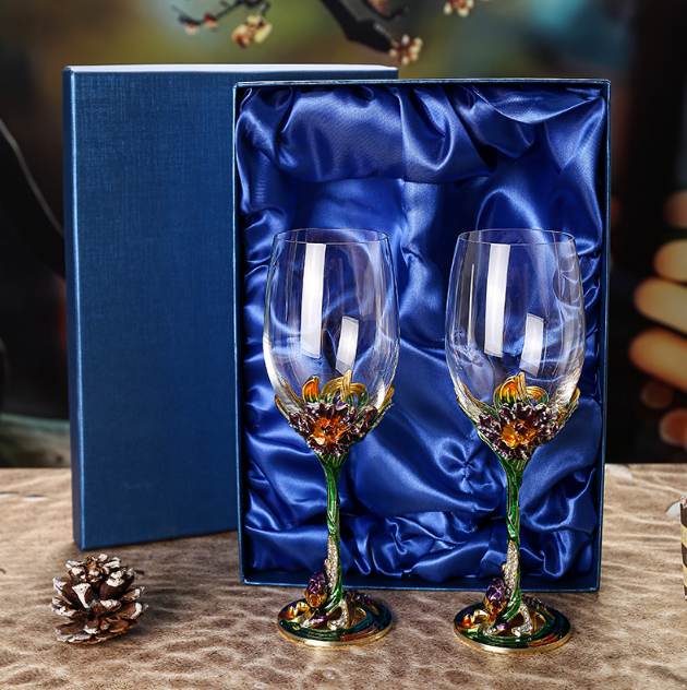 Набор подарочных бокалов для вина Ирис Зеленый с металлическим декором и кристаллами 2 шт х 350 мл Кременчуг - изображение 10