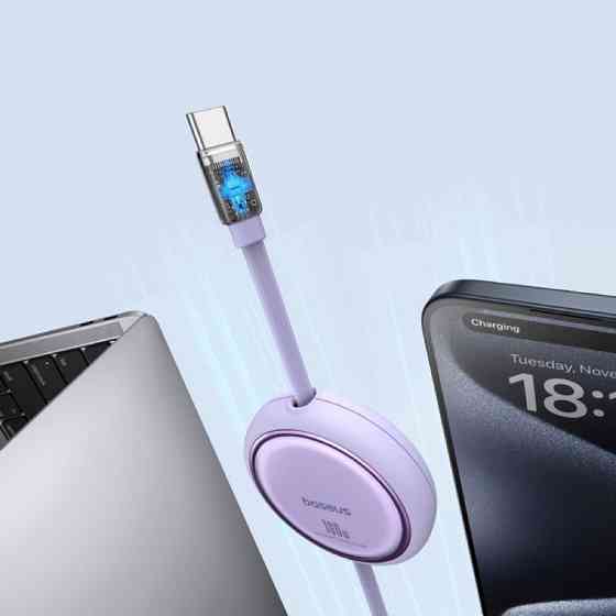 Кабель Baseus Free2Draw Mini Retractable Charging Cable Type-C to Type-C 100W 1m Nebula Purple Київ