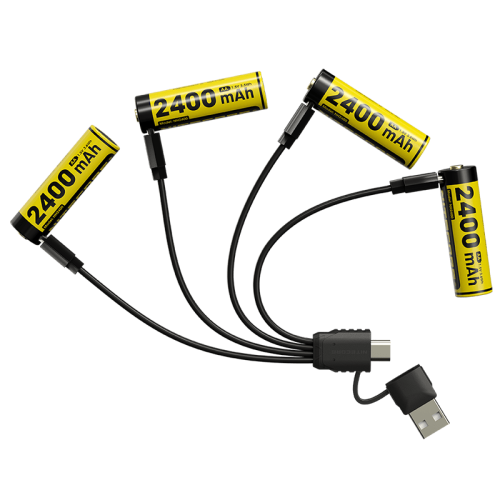Комплект аккумуляторов Li-Ion AA Nitecore NH2400 1.5V 2400mAh USB Type-C защищенный (2 шт.) Винница