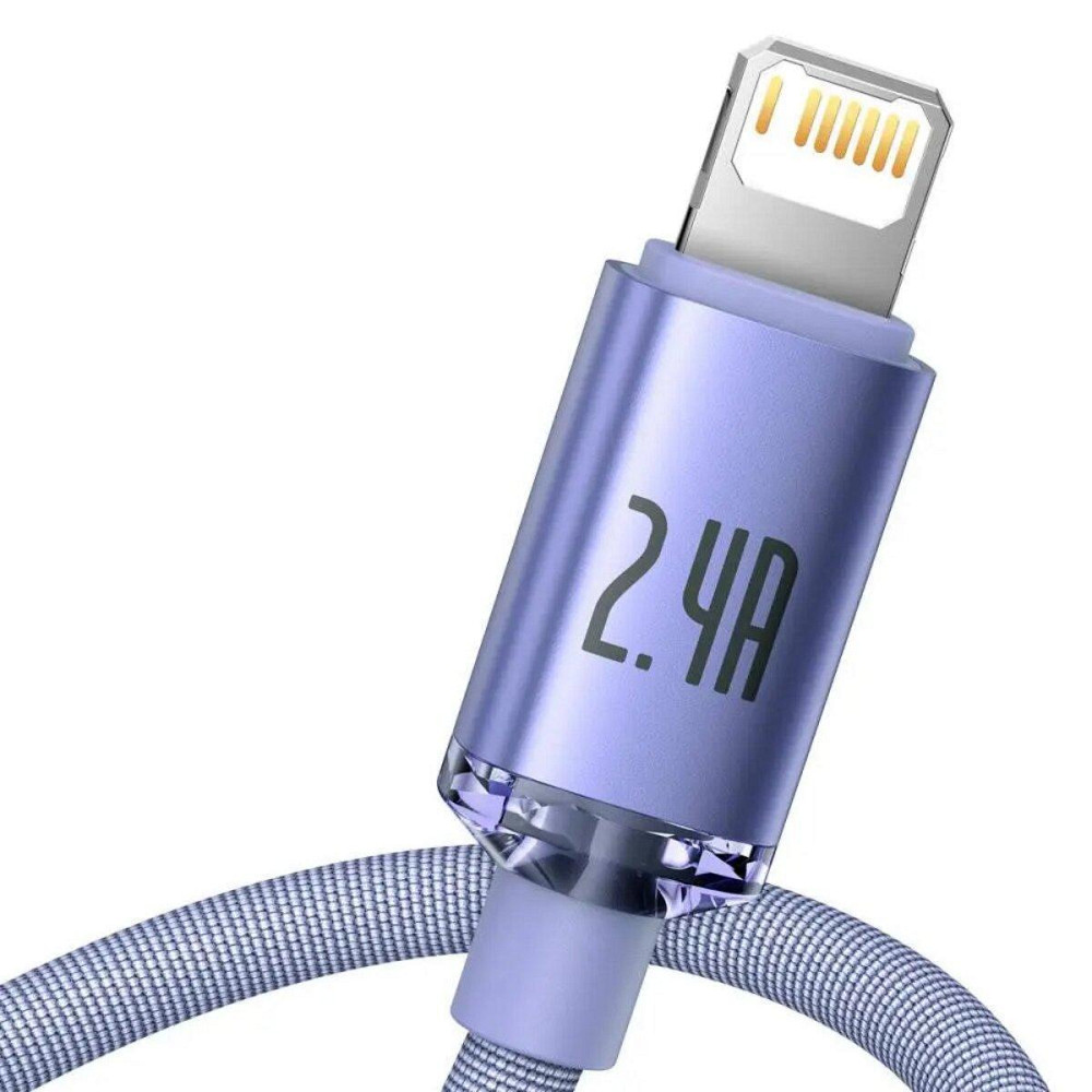 Кабель Baseus Crystal Shine Series для швидкого заряджання та передачі даних USB - Lightning 2.4A 1.2m Purple CAJY000005 Одеса - фото 2