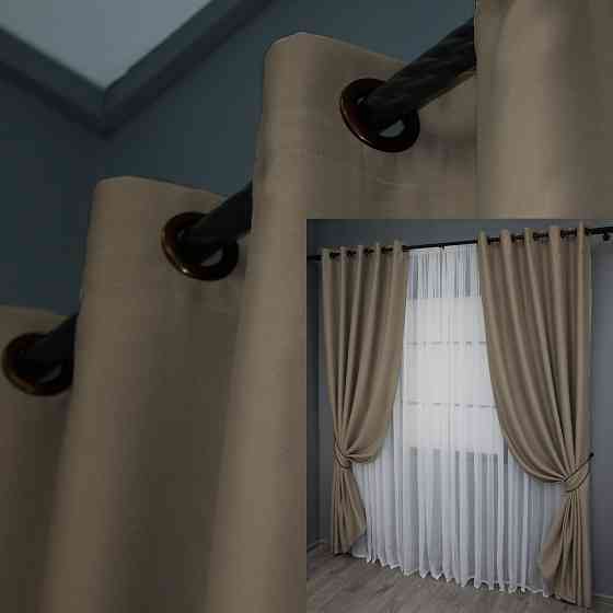 Комплект штор на люверсах VR-Textil Bagema Rvs № 1239ш 150х250 см 2 шт Молочный шоколад (37-0110) Киев