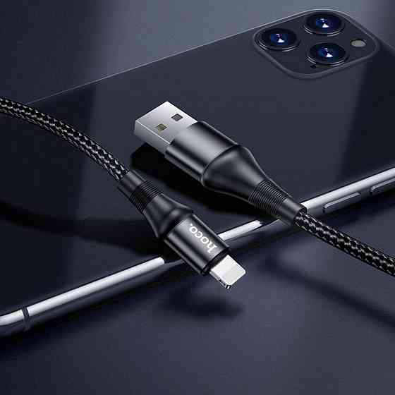 Кабель HOCO X50 USB - Lightning 2.4A, 1m, нейлон, алюминиевые разъемы, цвет черный 6931474734198 Одесса
