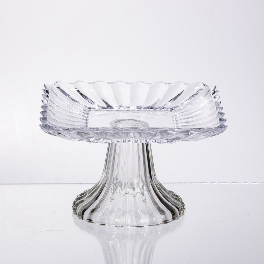 Тортівниця скляна квадратна на ніжці, прозора підставка для торта, десертів, сервірування столу 16×16 см 64486-16 Коломия - фото 3