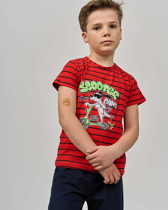Комплект з капрі для хлопчика Tom John - Смужки Scooter 89156 3-5, Червоний Київ - фото 6