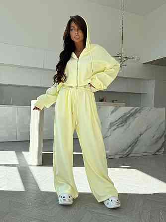 Женский прогулочный костюм двойка: кофта и штаны турецкая двунитка Лимонный, 46/48 Одесса