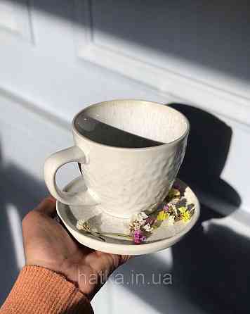 Блюдце Olens "Вайт-стоун" 14х1см круг з бортиком кераміка біла із сірими домішками для дому та ресторану Київ