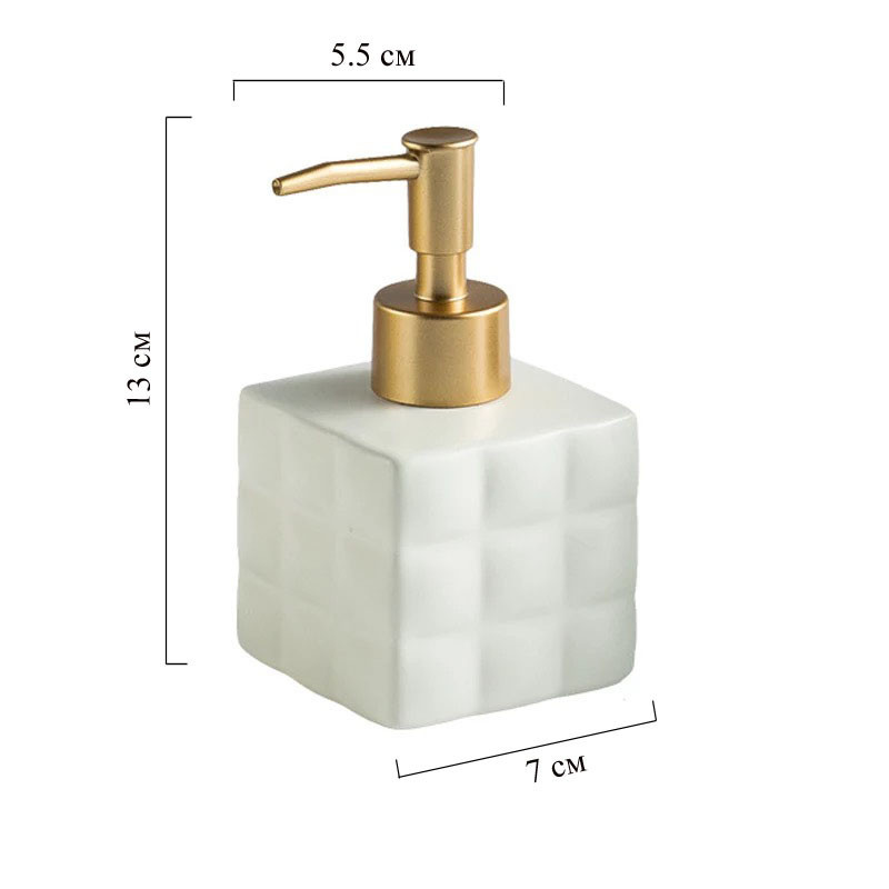 Дозатор для жидкого мыла керамический, диспенсер мыла для ванной комнаты и кухни Белый Каменец-Подольский - изображение 2