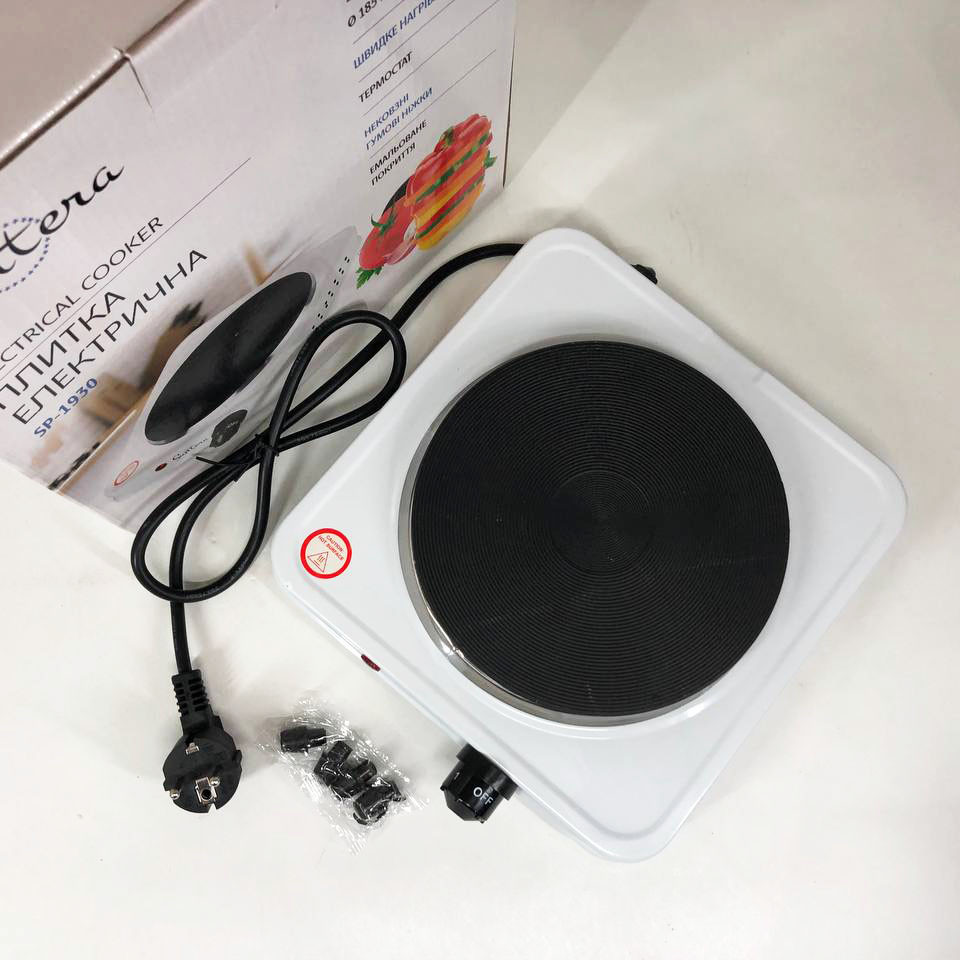 Побутова переносна електроплита Suntera SP-1930 белая, Компактна електронна плитка DT-95 Львів - фото 1
