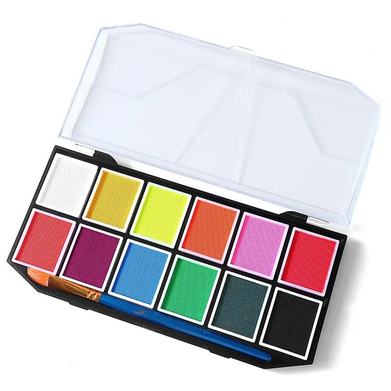 Фарби для бодіарту на водній основі 12 кольорів, легко очищається, водорозчинний пігмент, фарби для шкіри Кам'янець-Подільський - фото 4