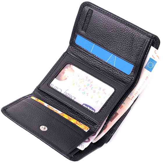 Жіночий горизонтальний гаманець з натуральної шкіри ST Leather 19477 Чорний Київ