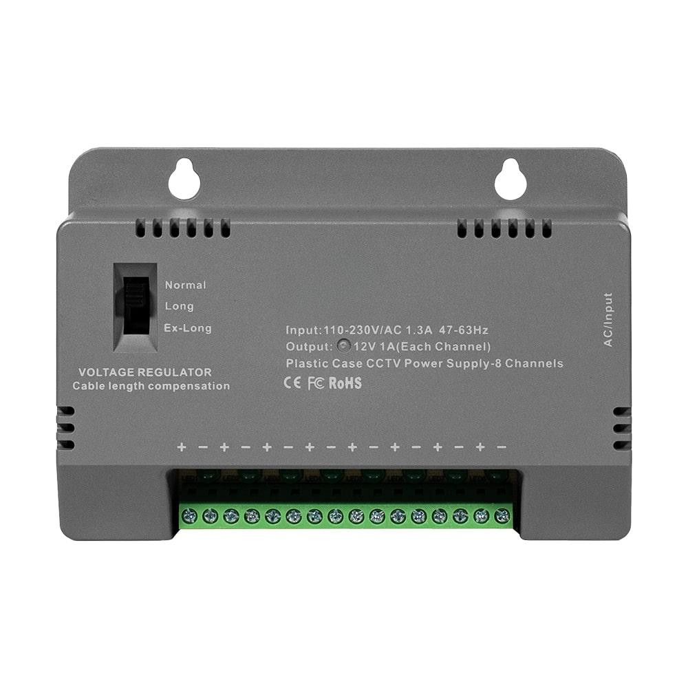 Блок живлення Kraft KRF-1208B (8CH) 96W, 8 каналів навантаження, 12V/1A на 1 канал, з регулятором напруги для компенсації довжини Київ - фото 13