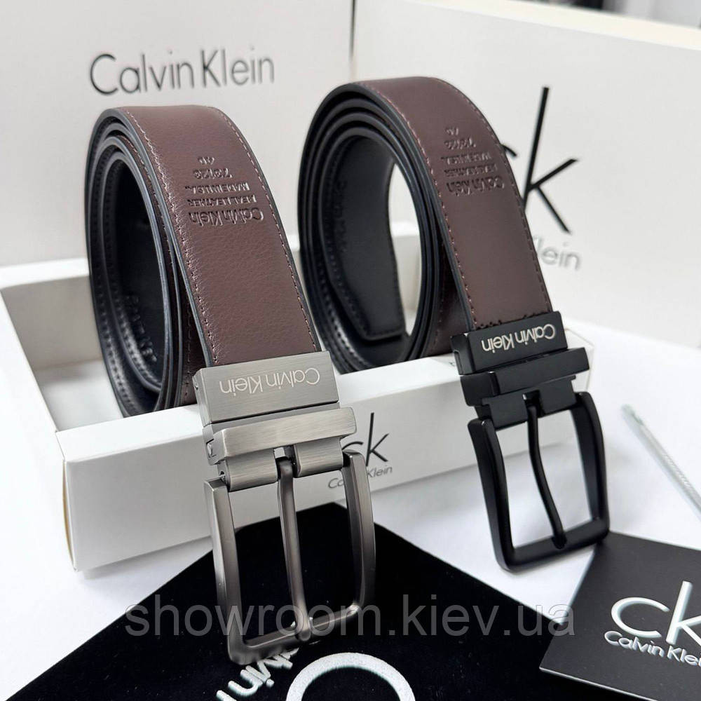 Двусторонний кожаный ремень в подарочной упаковке (450) черный/коричневый Киев - изображение 6