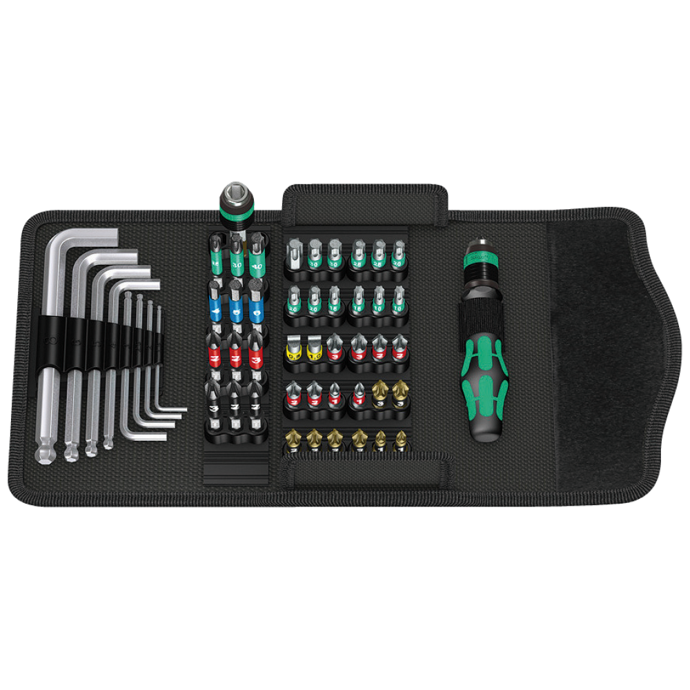 Викрутка Wera набір 52шт, бітотримач 1/4'',30 біт PH,PZ,HEX,SL,12 ударних біт 50мм, ключі Г-подібні 1.5-8мм, 05057460001 Одеса - фото 3