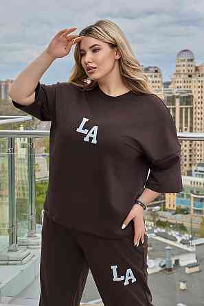 Жіночий легкий спортивний костюм із футболкою "Amante" |  Норма та батал Шоколадний, 54-56 Київ