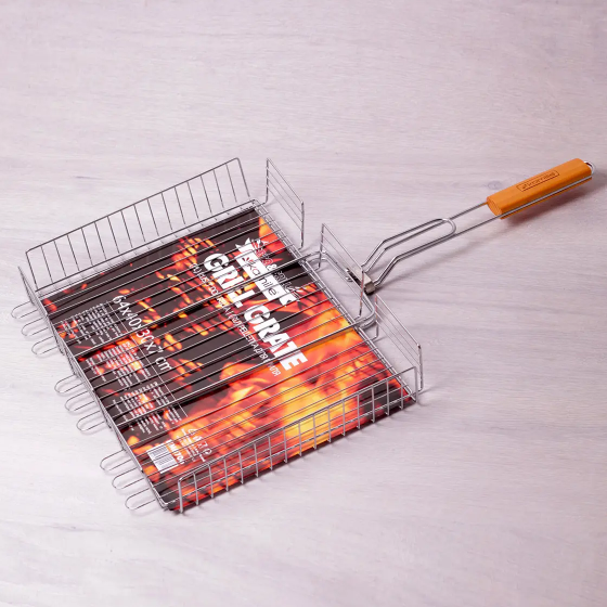 Решітка-гриль глибока з дерев'яною ручкою 40*30*7см Скаут Житомир - фото 7