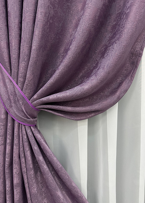Комплект готових штор VR-Textil Жакард Sultan XO № 1145ш Фіолетовий 100х270 см 2 шт (31-430) Київ - фото 5