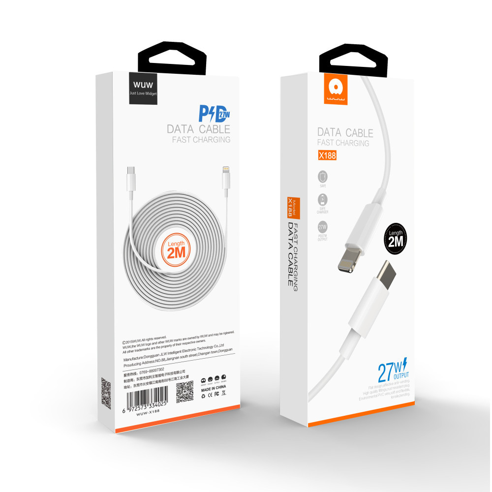 Кабель Type-C до Lightning 2м, 27W, білий Київ - фото 2