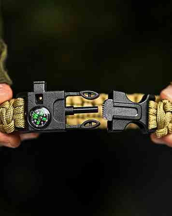 PARACORD БРАСЛЕТ З ВИСКОРЕМ, КОМПАСОМ ТА СВИСТКОМ КАЙОТ Київ