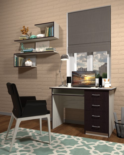 Стол письменный СП-1 №11, Дуб Крафт Белый/Венге Магия, 1100/550/760 Львов - изображение 1