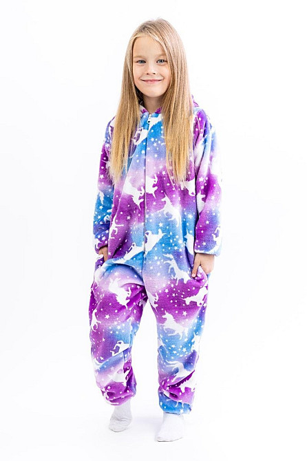 Детская пижамкигуруми детский и подростковый Единорог, фиолетовый, пижама -  комбинезон на молнии домашний топ Киев - изображение 6