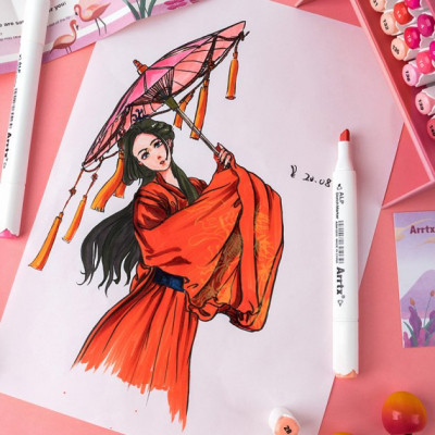 Художній маркер Arrtx Спиртові Alp ASM-02RD 24 кольори Червоні відтінки (LC302253) Вінниця - фото 7