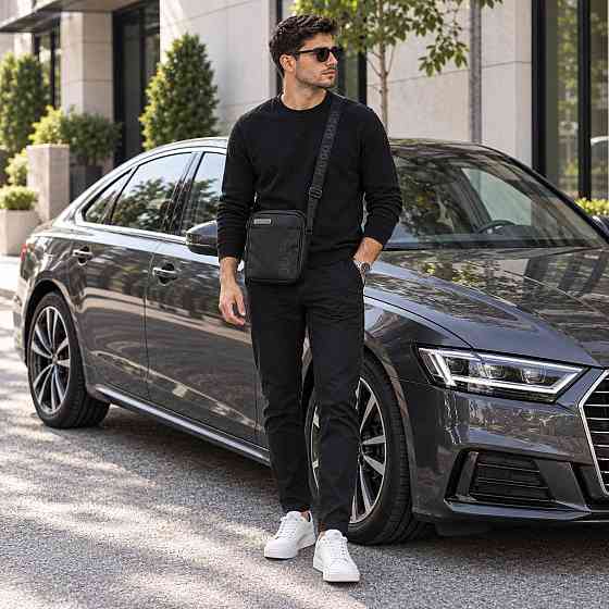 Брендовая мужская борсетка, сумка на плечо Hugo Boss (E-08) Киев