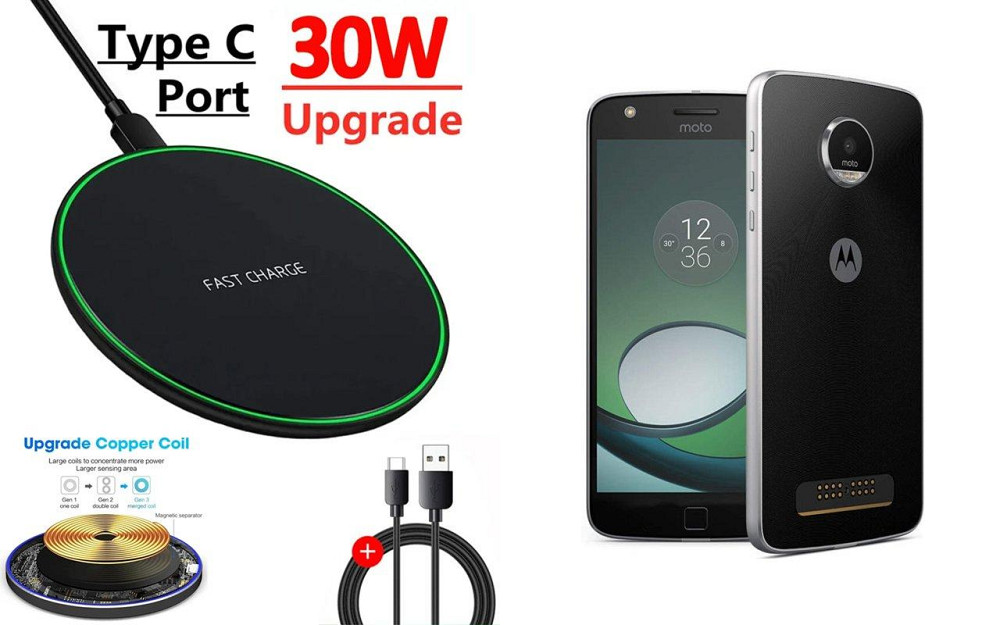Бездротовий зарядний пристрій Copper до 30W для LG V40 ThinQ, USB-C, LED Київ - фото 1