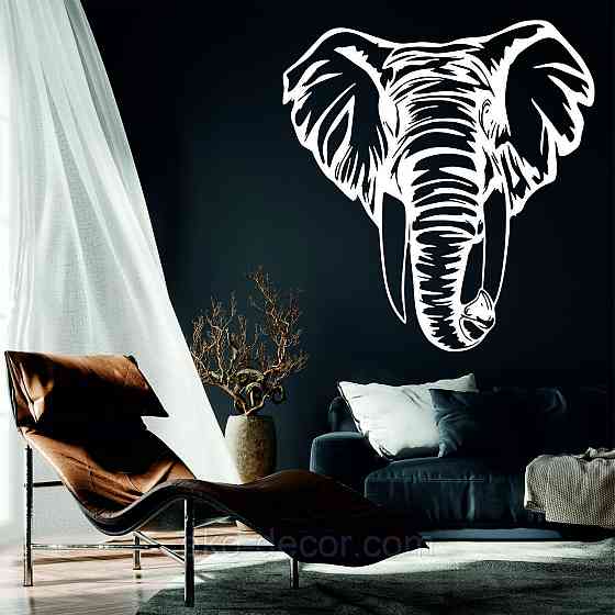 Декоративное настенное Панно «Слон», Декор на стену 50*47 см, Белый Киев