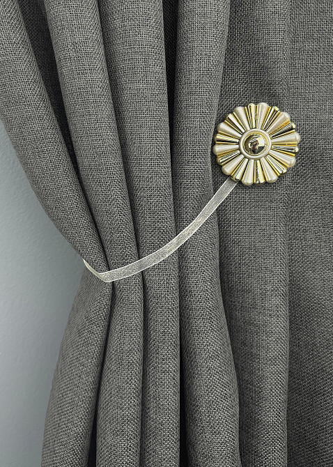 Магниты для штор и гардин Хризантема набор 2 шт Серый с золотистым (81-302) Киев - изображение 5