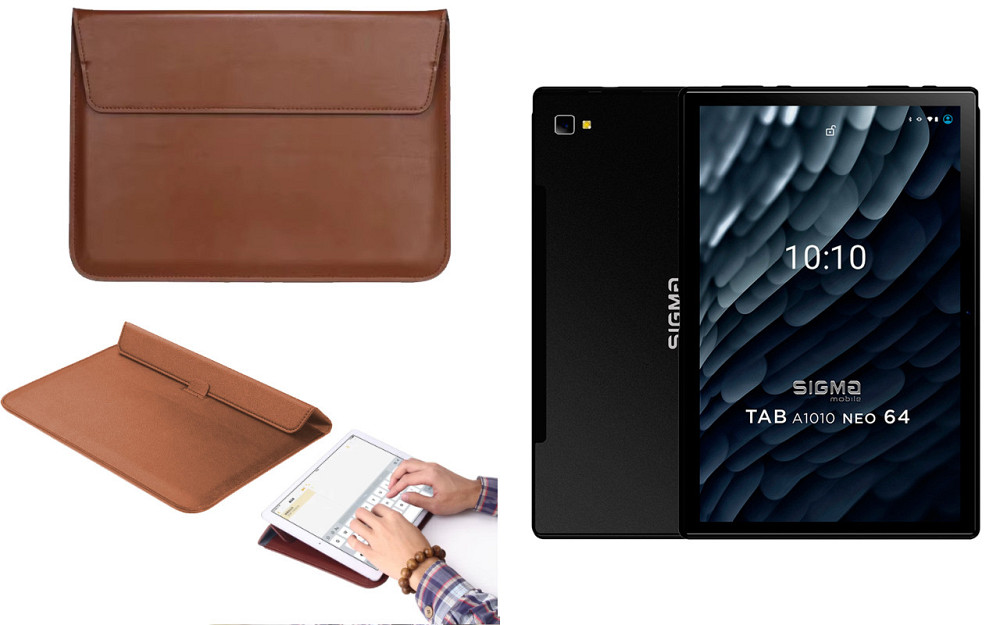 Чохол-конверт VitoCase для Sigma mobile Tab A1010 4G, Tab A1010 Neo, з функцією підставки для планшета Коричневий Київ - фото 1