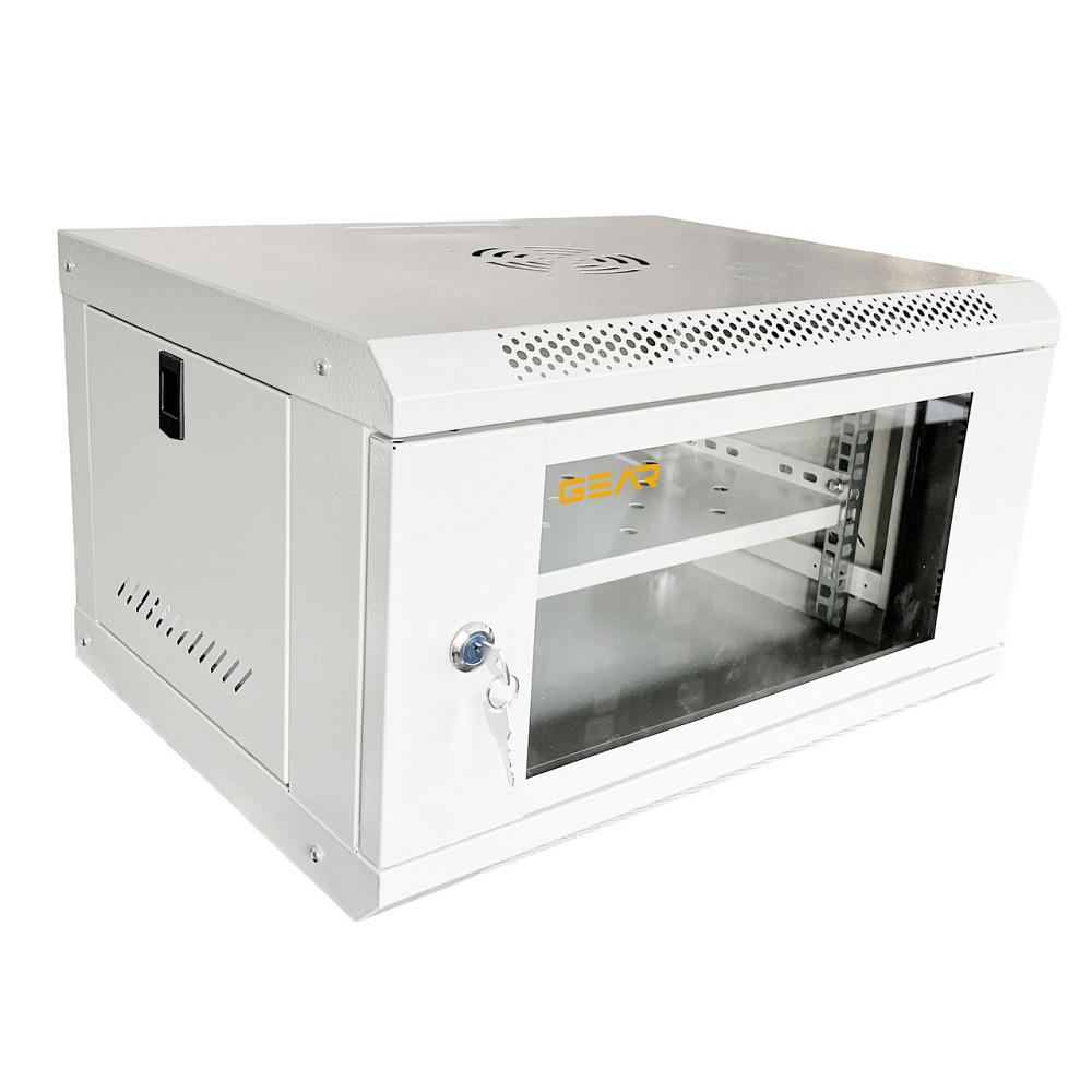 Шкаф серверный настенный с полкой GEAR 6U 19'' 600x450x300 Серый (GWMSN-6U-600-450G) Киев - изображение 2