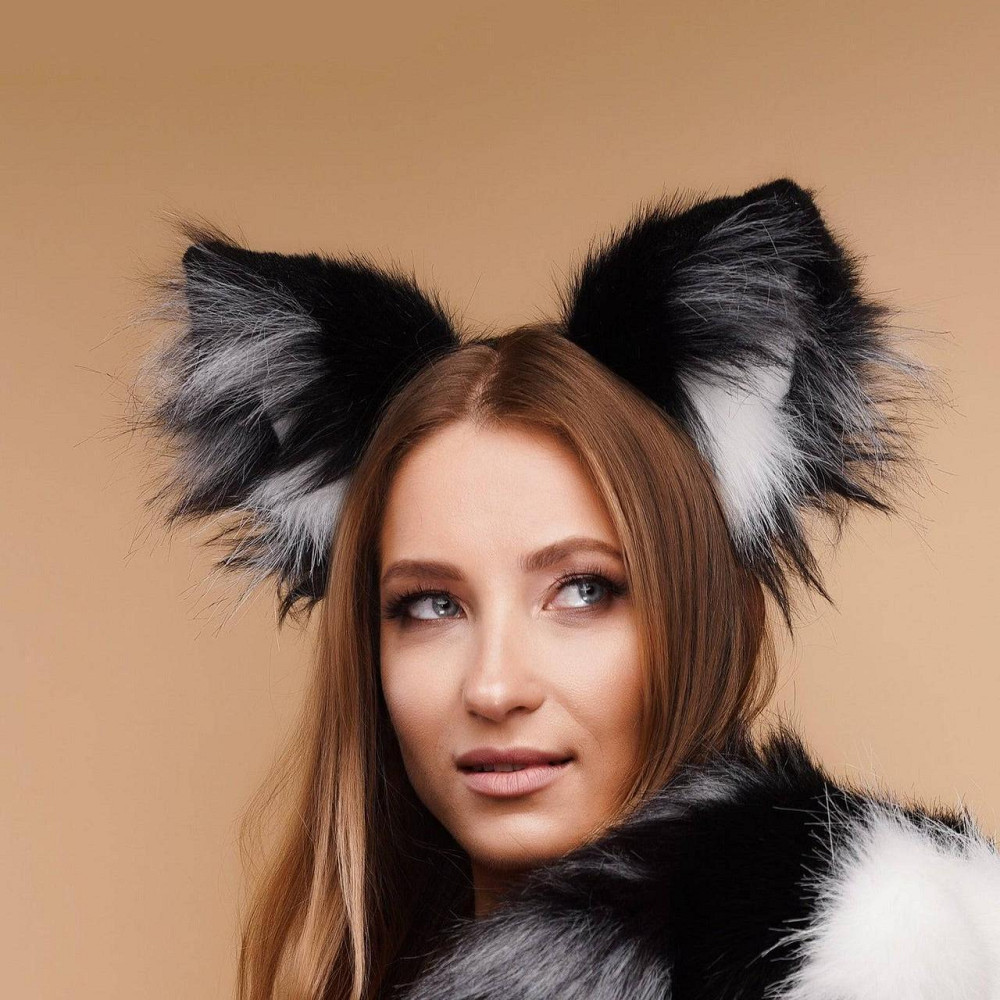 Пушистые лисьи ушки серебристого цвета OKOVA Sex Aura Киев - изображение 4
