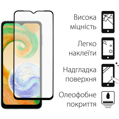 Скло захисне Dengos Full Glue Samsung Galaxy A04 black frame (TGFG-238) Вінниця - фото 2
