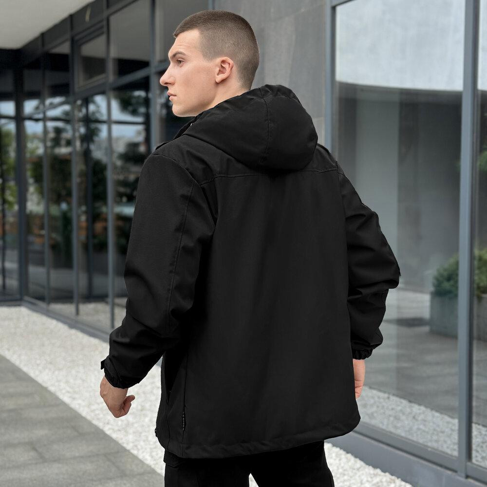 Осіння чоловіча чорна куртка із даймонд-котону Pobedov Shum Київ - фото 4