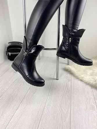 Напівчоботи жіночі M.KRAFT чорні натуральна шкіра зима висота 18см подошва 3,5см (2203) 38р. 40 Коломыя